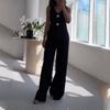 2024 Elegant Solid Color V-neck Sleeveless Vest & High-waisted Wide-leg Pants Set for Women