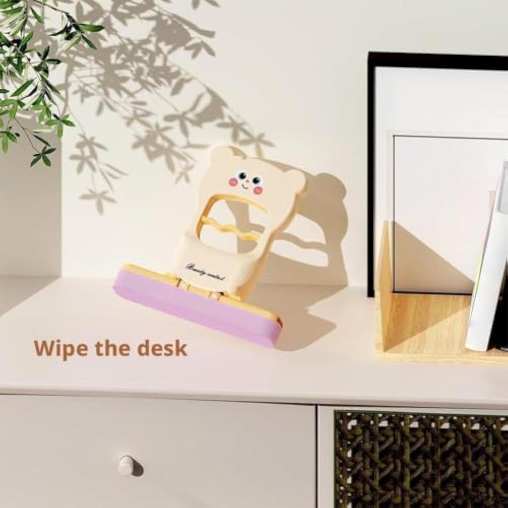 Cute Cartoon Bear Pattern Handheld Mop - Small Self-Squeezing Absorbent Mop, Foldable Microfiber