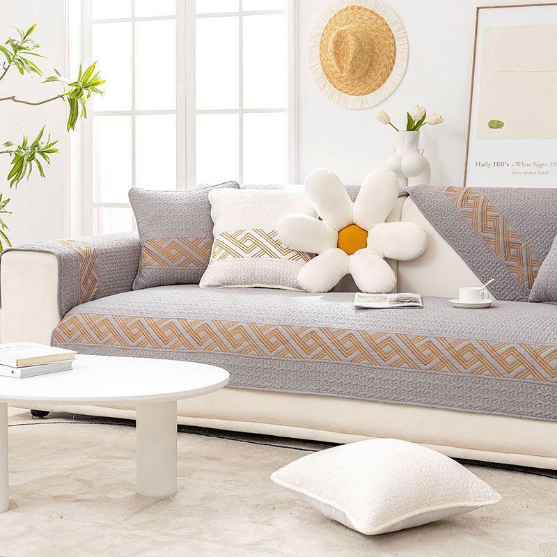 Sofa Cushion Four Seasons Pure Cotton Non-Slip Universal Non-Slip Cotton Simple Modern Cushion Leather Sofa Cover Cover Cloth