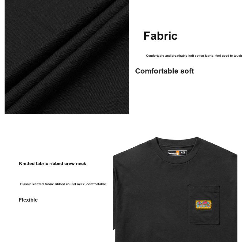 Timberland Outdoor Casual Loose Breathable Printed Short Sleeve T-Shirt Unisex Tops Black A4175-001