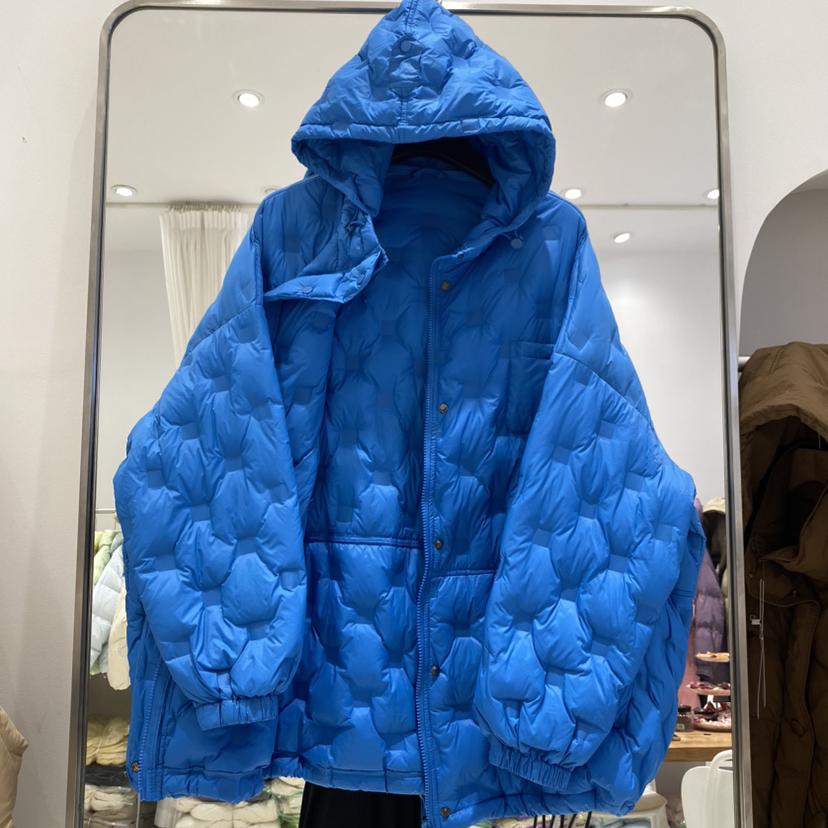 

Осенне-зимняя куртка-пуховик с капюшоном, парка оверсайз, пуховое пальто, теплая верхняя одежда с длинным рукавом One Size синий