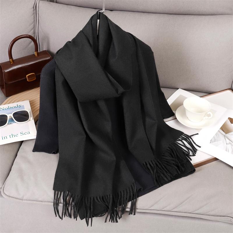 Winter Wool Scarf For Women Long Warm Cashmere Scarves Hijab Solid Lady Shawl Wrap Female Pashmina Bandana Head Scarfs New