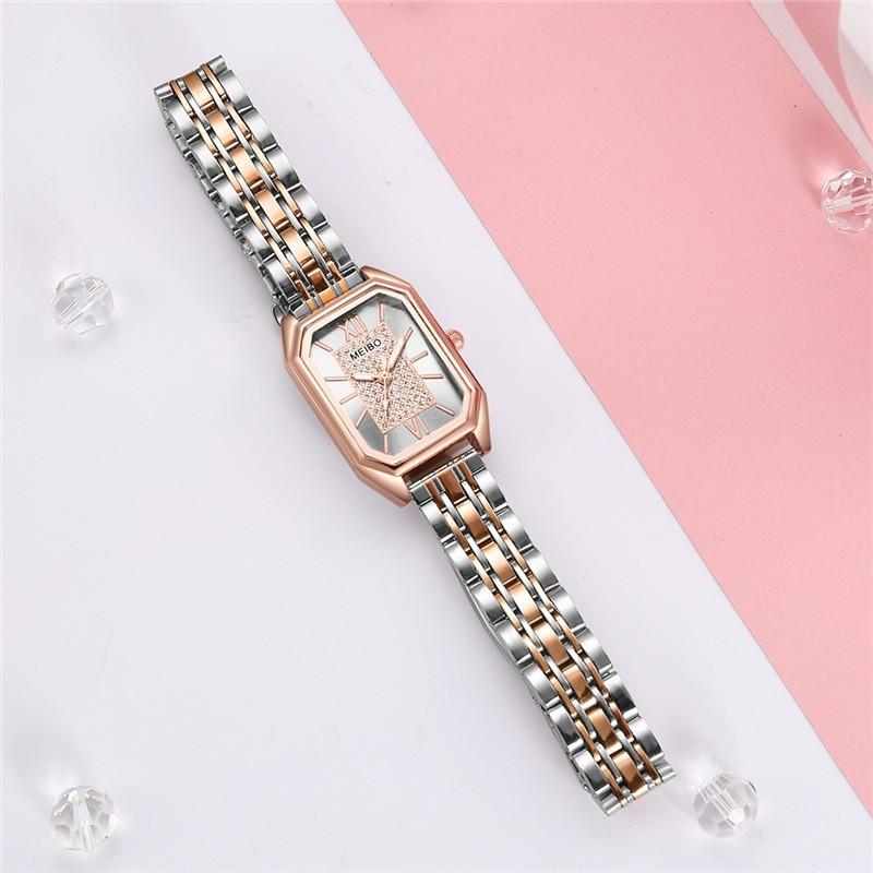 1/2PCS Fashion Women Watches Luxury Alloy Band Rectangle Quartz Watch for Women Clock Gift Reloj Mujer