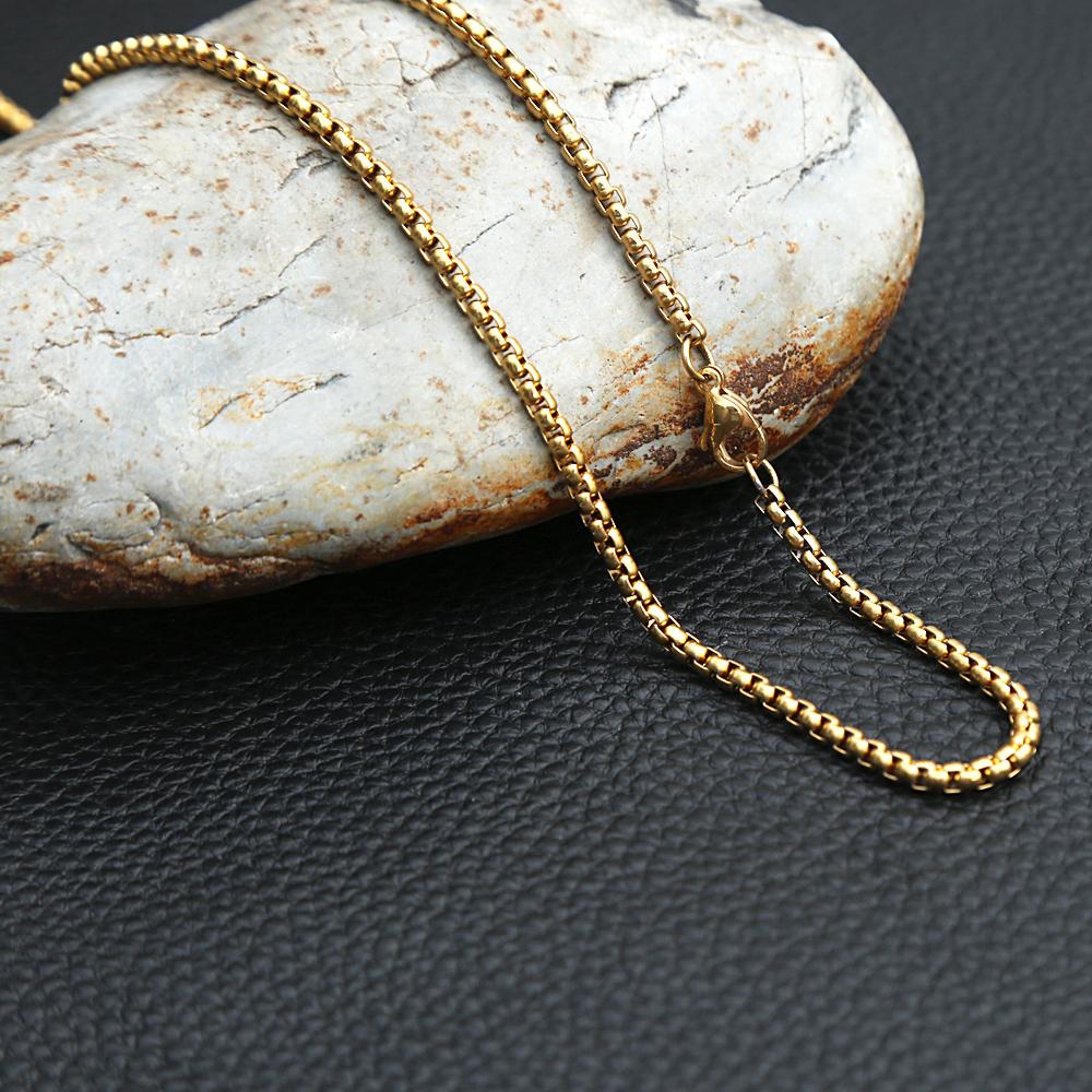 3mm Rolo Link Chain 316L Stainless Steel Necklace Gold/Steel Color 60CM Long Chain Lobster Clasp Necklace For Men Women Gifts