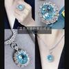 Elegant Aquamarine Jewelry Set for Women Necklace Pendant Ring Earrings Blue Ocean Inspired Luxury Gemstone