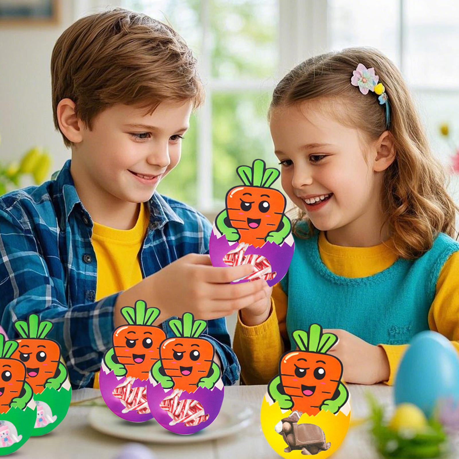 Пасхальные морковные конфетные мешочки 24 шт. Самозапечатывающийся пакет Морковные мешочки для печенья с кроличьими ручками и открытками для детей и взрослых Others