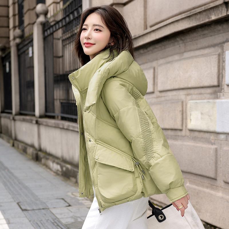 

Короткая пуховая хлопковая куртка для женщин Зимняя Новая Модная Стильная Маленький размер С капюшоном Утепленное хлопковое пальто 2XL