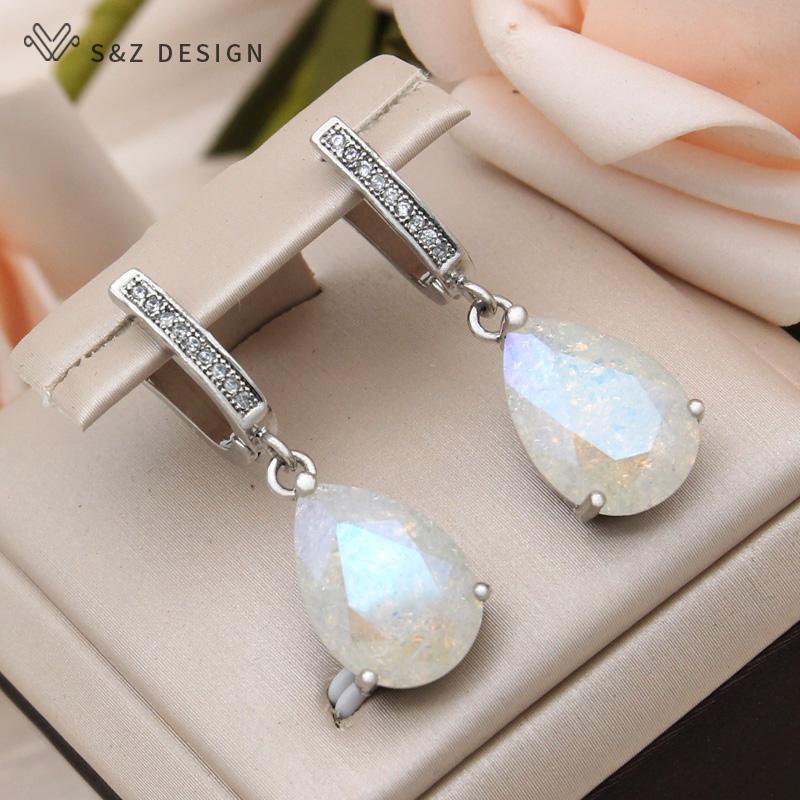 

Модные висячие серьги с каплями воды, ледяными трещинами и кристаллами для женщин, свадебные серьги цвета розового золота с кубическим цирконием, ювелирные изделия