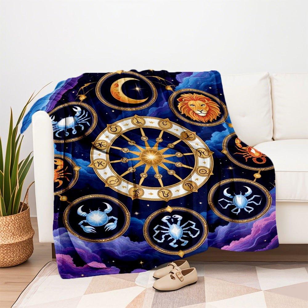 "Horoscope Zodiac Signs Wall Art Print"Blanket Flannel Throw Blanket for Sofa, Bed, Travel, Camping, Office