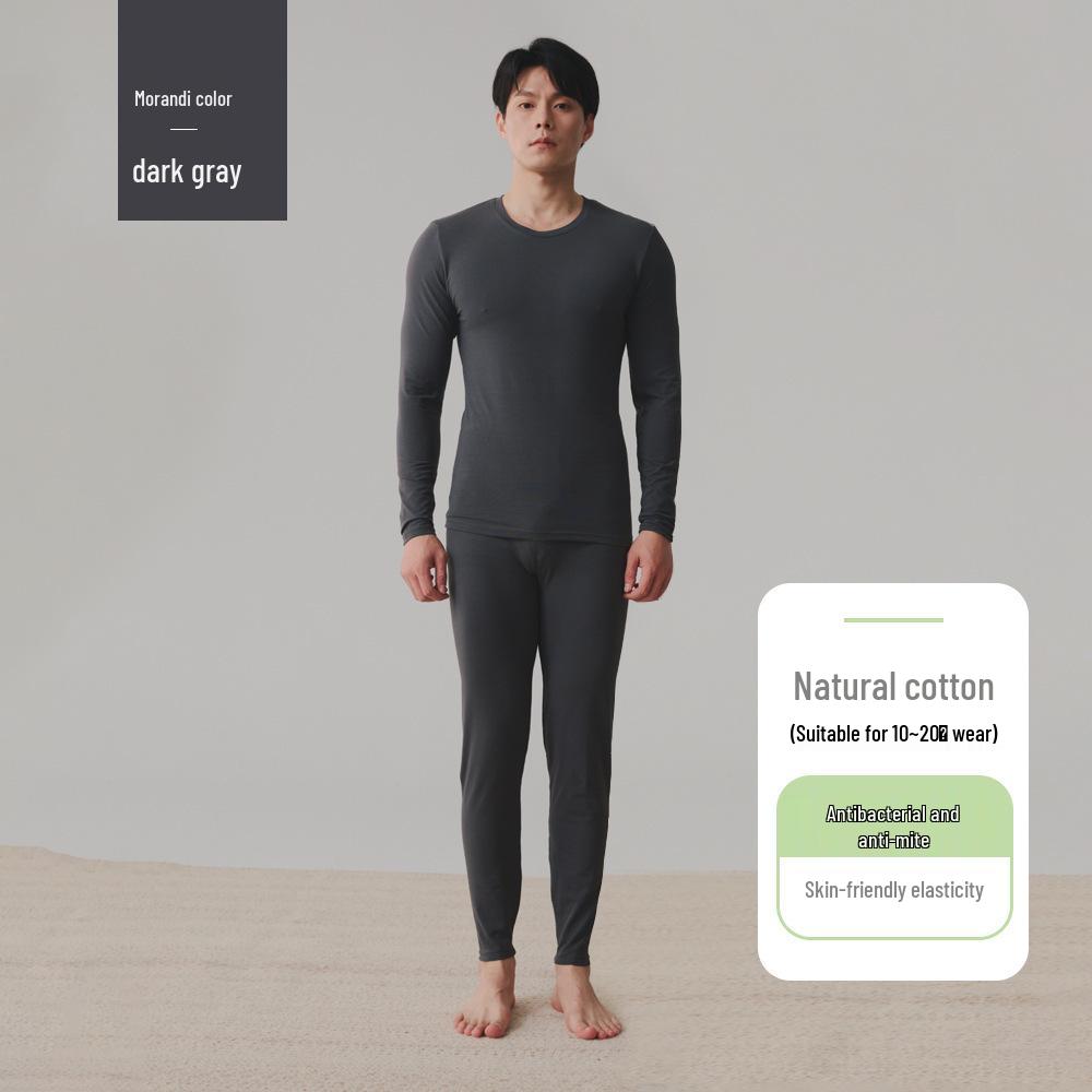 Men's Pure Cotton Autumn Thermal Underwear Set: Sweater and Trousers
