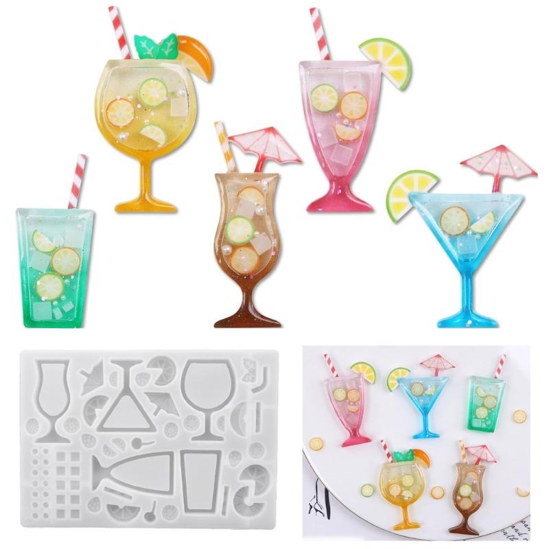 Creative Silicone Mold for Glitter Cocktail Drink Theme Art Handmade Jewelry Crafting Present for Special Occasions
