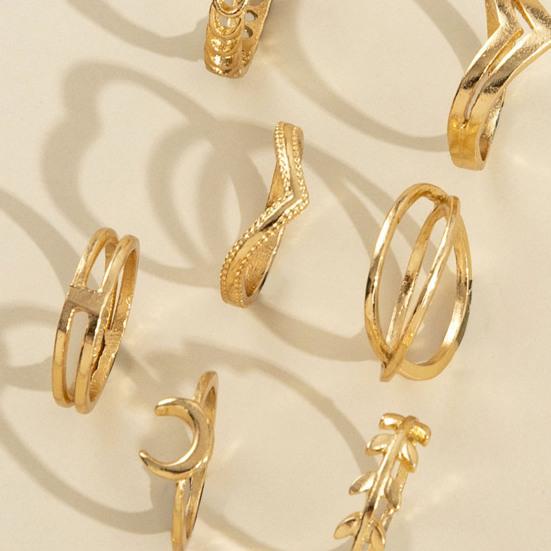 7 Pcs/Set Lady Finger Ring Exquisite Vintage Solid Color Individual Female Ring Set for Gift