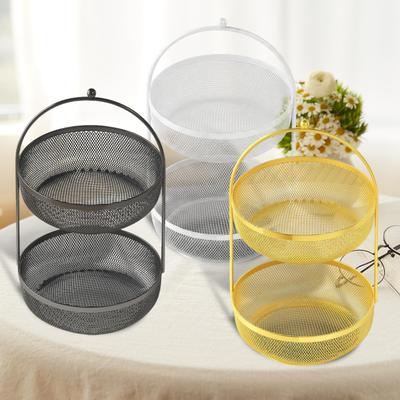 Organizador de Encimera Multiusos de Dos Niveles Cesta de Frutas Decorativa Recipiente Estante de Metal para Frutas Soporte para Almacenamiento de Frutas para Caramelos