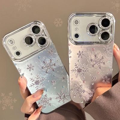 Winter Snowflake Glitter Suitable for Apple 17 Promax Phone Case 15 Lens Film Suitable for IPhone 16 13 Beautiful 11 Hard