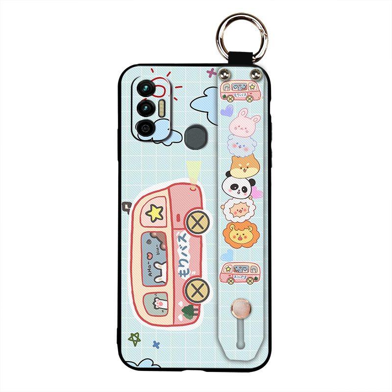 Cartoon Wrist Strap Phone Case For Tecno Spark 7/Spark7T Protective Anti-knock Anti-dust Waterproof Silicone Wristband