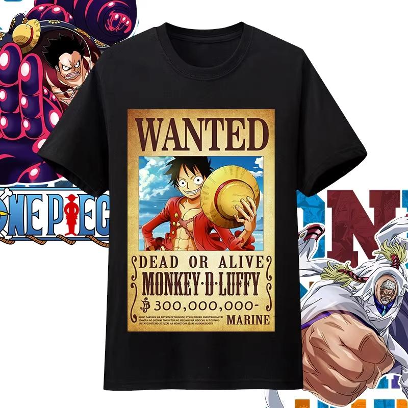 One Piece Anime Character Printing Oversized Cotton Tshirt Men and Women Comfortable Y2K Childrens Clothing Summer Trend Tees