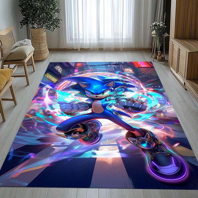 Retro S-Sonic Cartoon Games Living Room Non-Slip Area Rug Soft Carpet for Bedroom Kids Playroom Sofa,Home Decor Doormat Gift