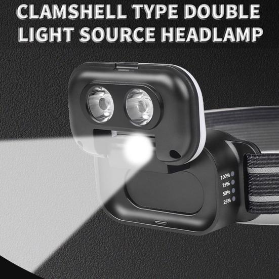 Outdoor LED Headlight 7 Modes 180 Degrees Adjustable IPX4 Waterproof Power Indicator Super Bright Fishing Riding Running Camping Headband Light