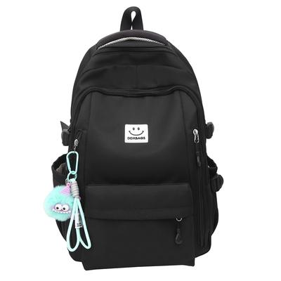 Solid Color Backpack Women's Nylon Backpack Senior High School Student Schoolbag
