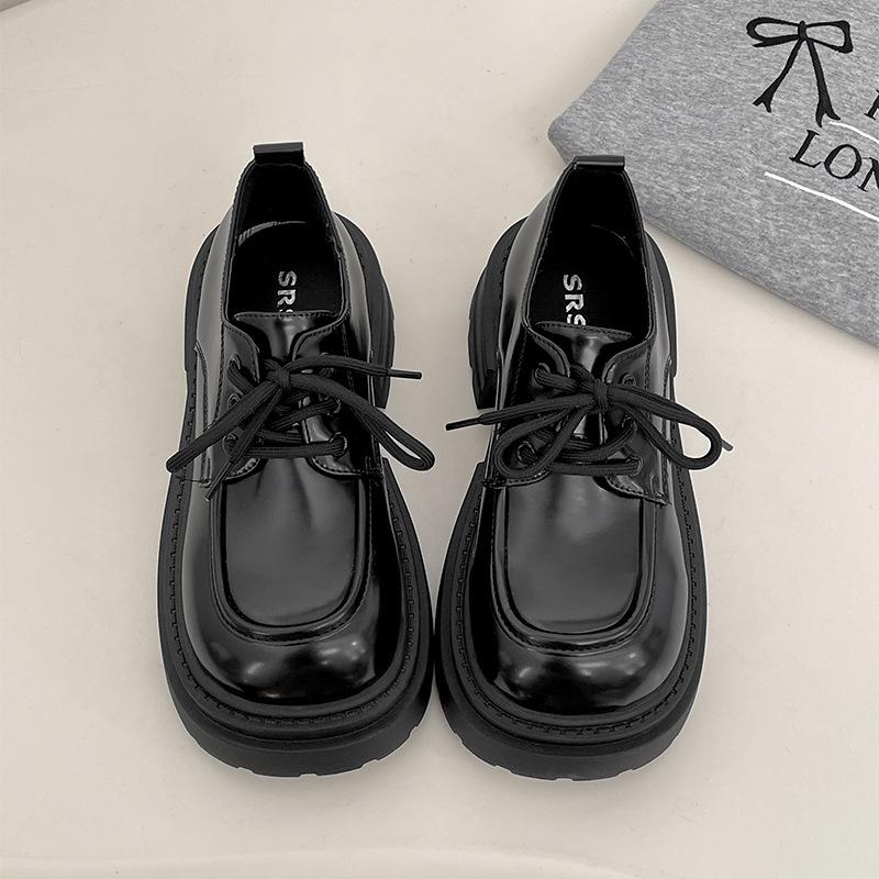 

Черные туфли на толстом каблуке и платформе в британском стиле, женские, новинка весны и осени 2025 года, с юбкой, круглые туфли Мэри Джейн 35 чёрный