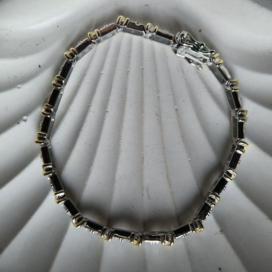 Серебряный браслет с фианитами, вес изделия 10,3 гр (2185529)