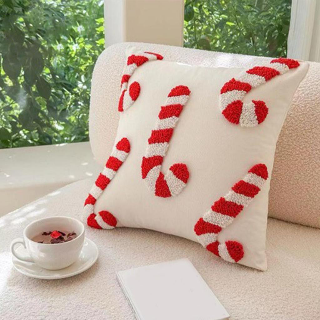 45x45cm Winter Christmas Pillow Covers cute Throw Pillow Covers Winter Candy Cane Cushion Covers Red White Decorative Pillow