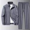 Men's Spring and Fall Models Sportswear Plus Size Collar Jacket Sweater Pants Two-piece Set