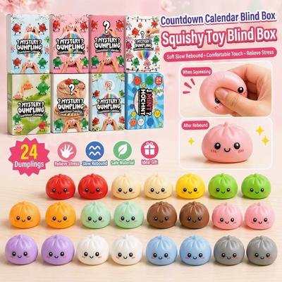 Jouet Boulette Douce Fidget Calendrier Compte à Rebours 24 Jours Boule de Pâte à Boulette Boîte Aveugle pour Enfants et Adultes