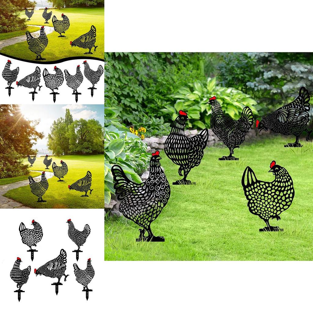 Statues Chicken Art Backyard Lawn Stakes Hen Yard Decor Garden Decor Ornament
