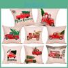 Elegant 18'' Christmas Cotton Pillow Case Linen Cushion Cover For Festive Home Decor