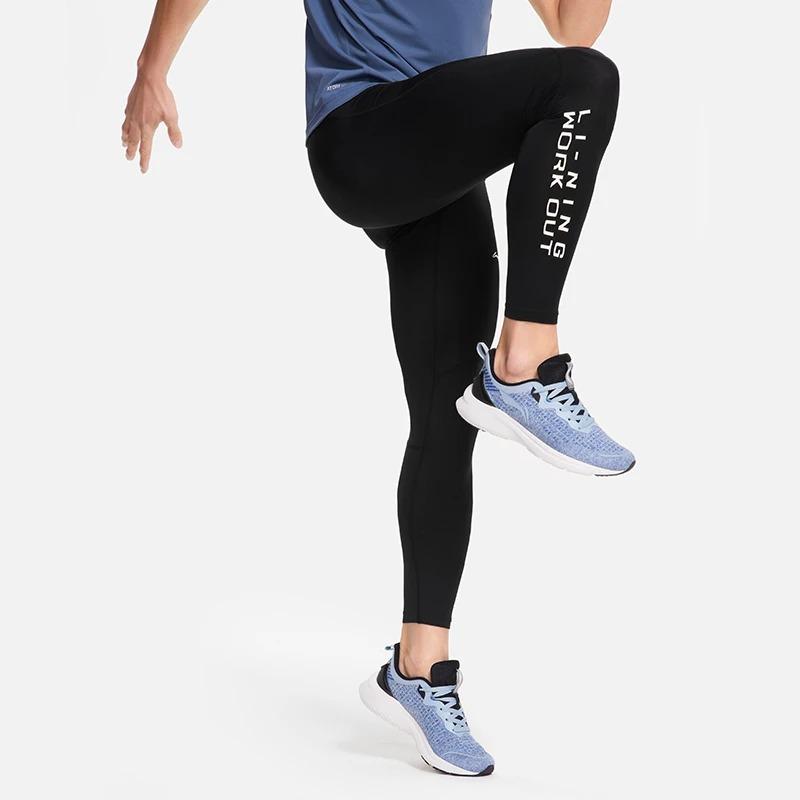 Li Ning Fitness Series Logo Print Straight Leg Sports Pants Men Bottoms Black AULT491-1