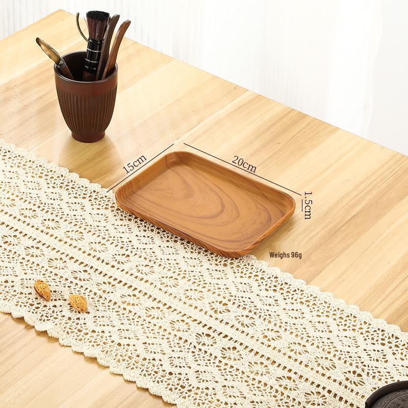 Rectangular Wood Grain Serving Tray for Cake, Fruit, Coffee, Dessert, and Storage