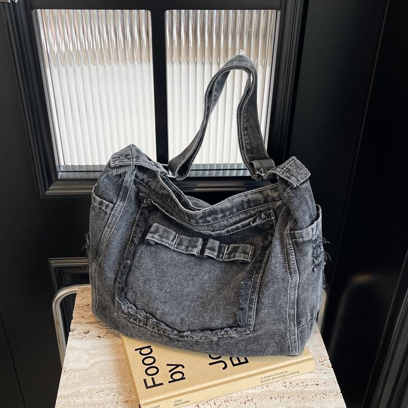 Denim Messenger Bag Damen Große Kapazität Umhängetasche Student Schultertasche