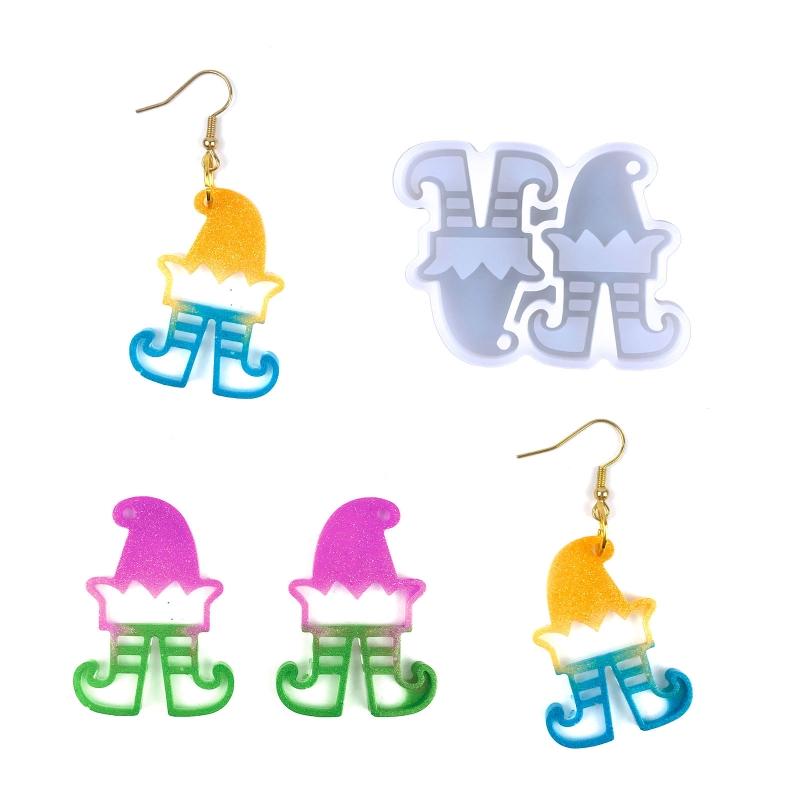Christmas Elf Shape Pendant Earrings Silicone Mold Suitable for Epoxy Resin Diy Craft Charms Ornament Jewelry Making