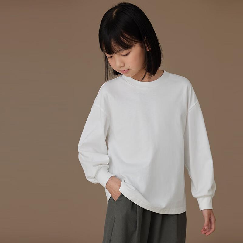Hacikis Unisex Round Neck Long Sleeve White T-Shirt