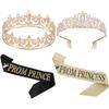 Party Royal Crown med skärp för män Kvinnor Födelsedag King Rhinestone Crown Shoulder Wrap Set Kvällsfestrekvisita tillbehör