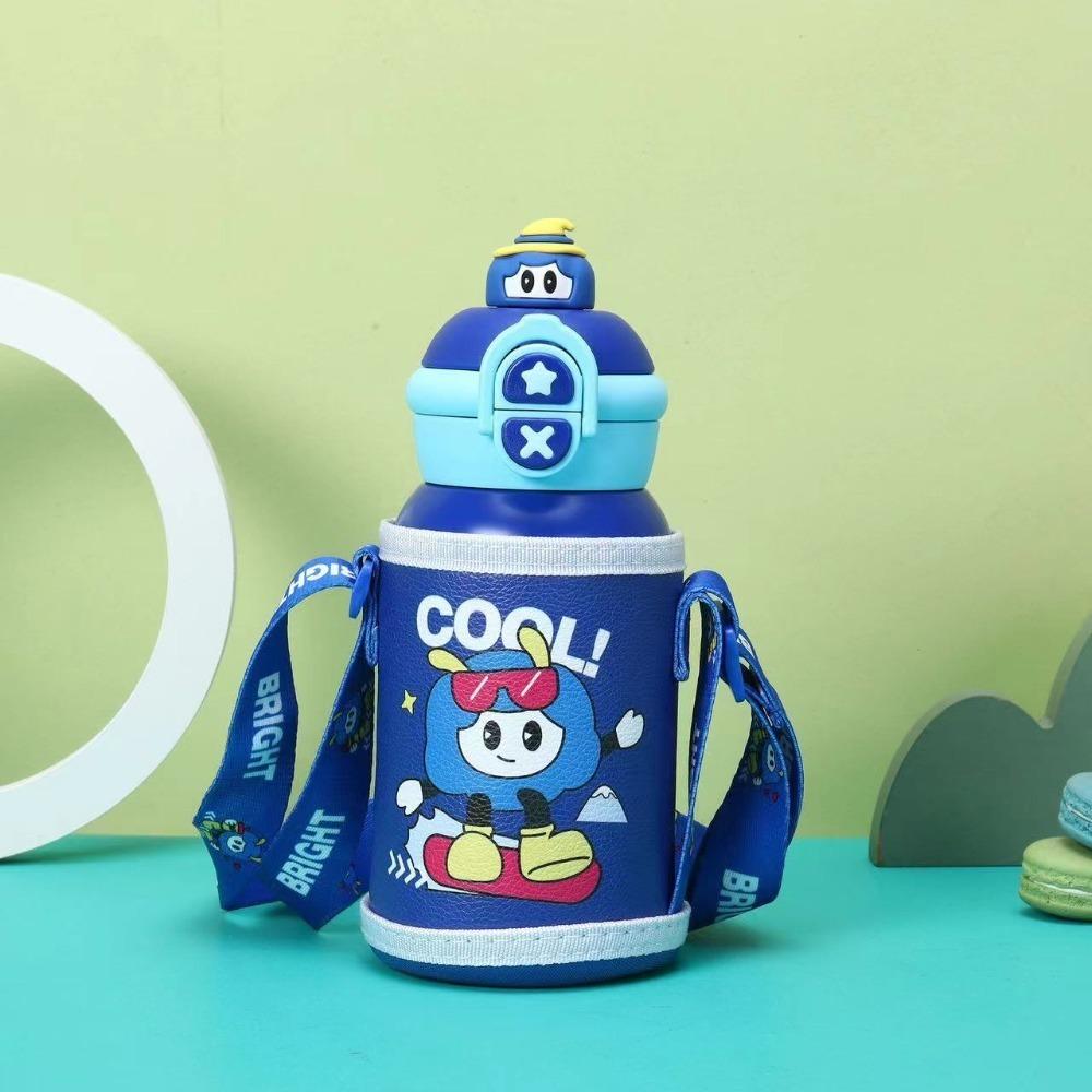 500ml Children Thermal Cup Pop-up Lid Large Capacity Insulated Cup Stainless Steel Cute Cartoon Travel Insulated Bottles