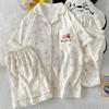 Simple Love Cartoon Cloud Cotton Pajamas Women'S Summer Loungewear Short-Sleeved Three-Piece Set