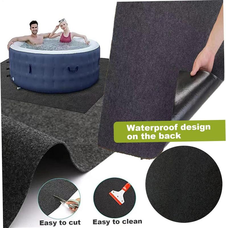 Hot Tub Mat 3.7m Diameter Non-Slip Inflatable Spa Pad Portable Waterproof Floor Protector Absorbent Ground Base For Indoor