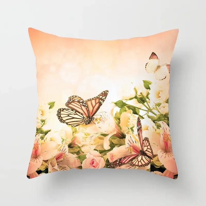 Dekorativní domácí polštáře Retro motýl Měkký povlak na polštář pro obývací pokoj Na pohovku Povlak na polštář x Polštář 89P