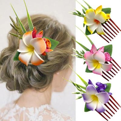 Hair Comb Artificial Flower Design Anti-slip Teeth Hair Organizer Comb Updo Bun Hair Styling Accessory