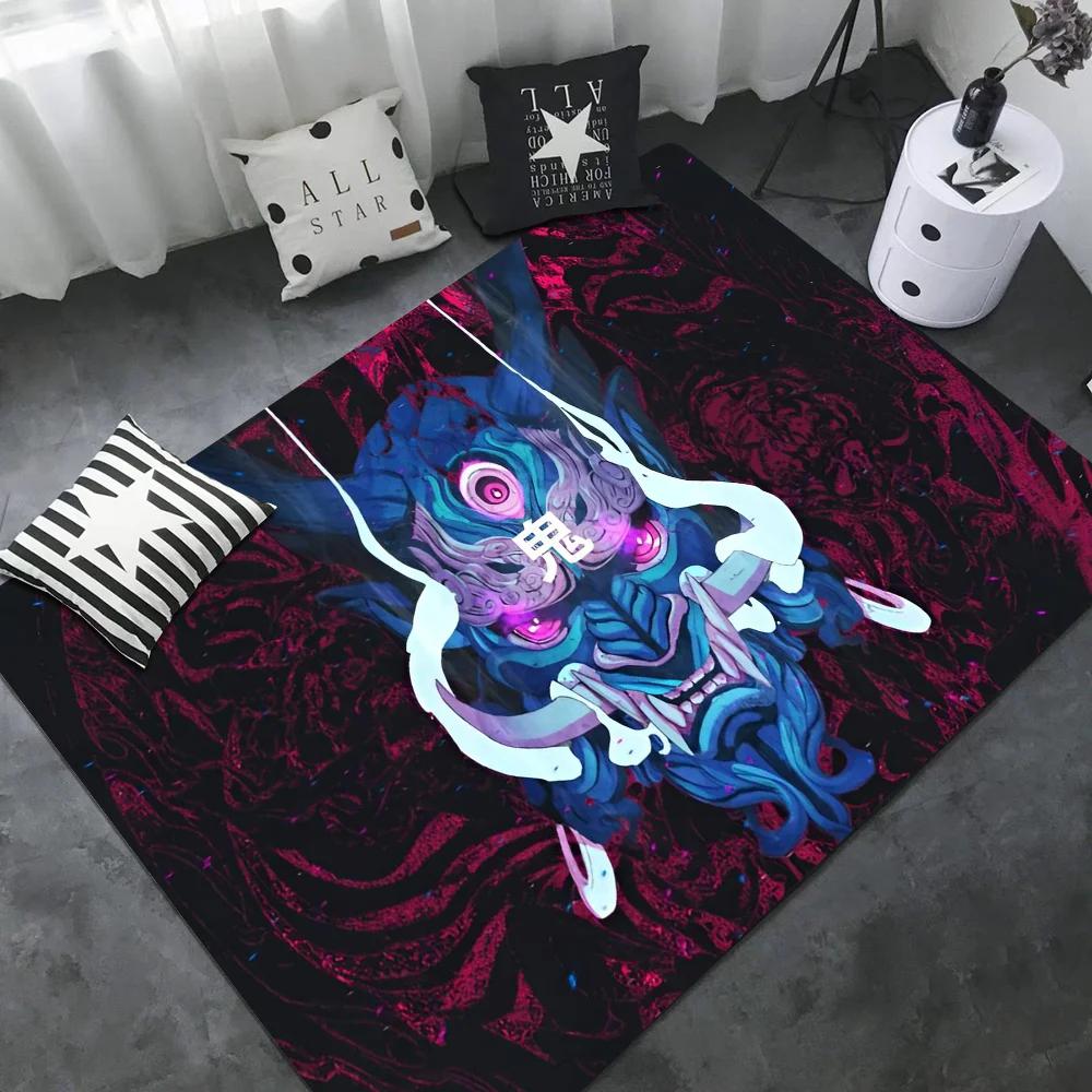 Japanese Oni Hannya Samurai Long Rugs Kids Room Bedroom Decoration Balcony Anti-Slip Doormat Living Room Alfombra