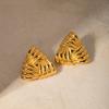 Vintage Metal Hollow Big Love Heart Stud Earrings for Women Classic Gold Irregular Textured Earrings Jewelry Gift