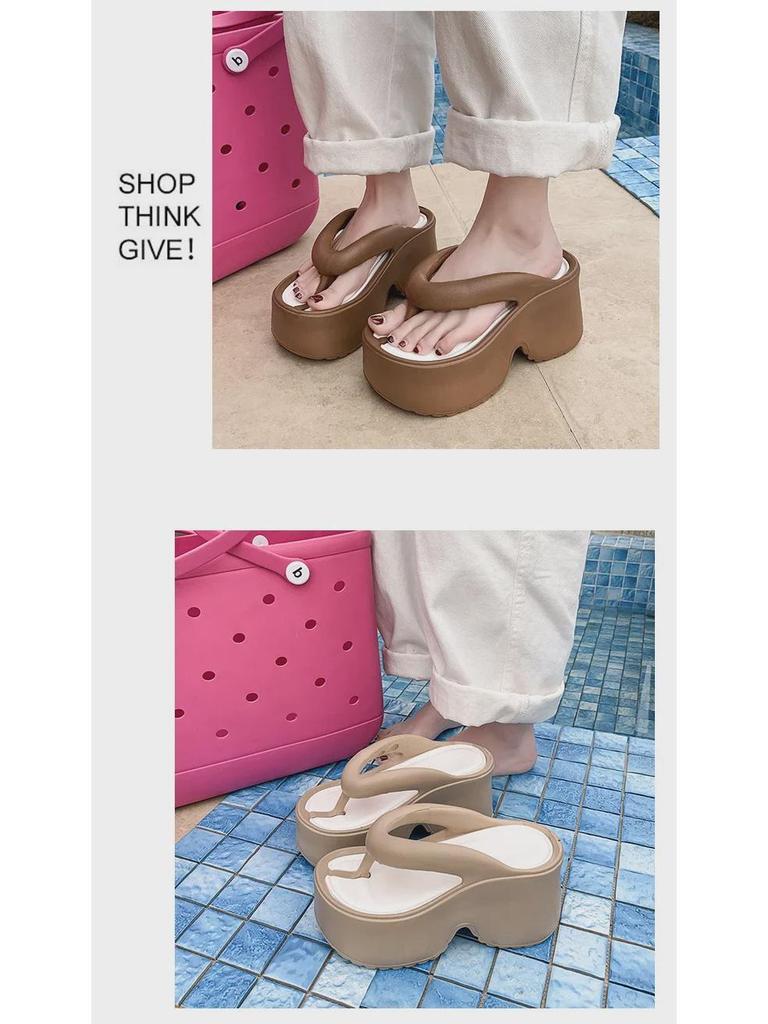 2025 EVA-Flip-Flops mit dicker Sohle für Damen: Rutschfeste, höhenverstärkende Sommer-Mode-Plateauschuhe