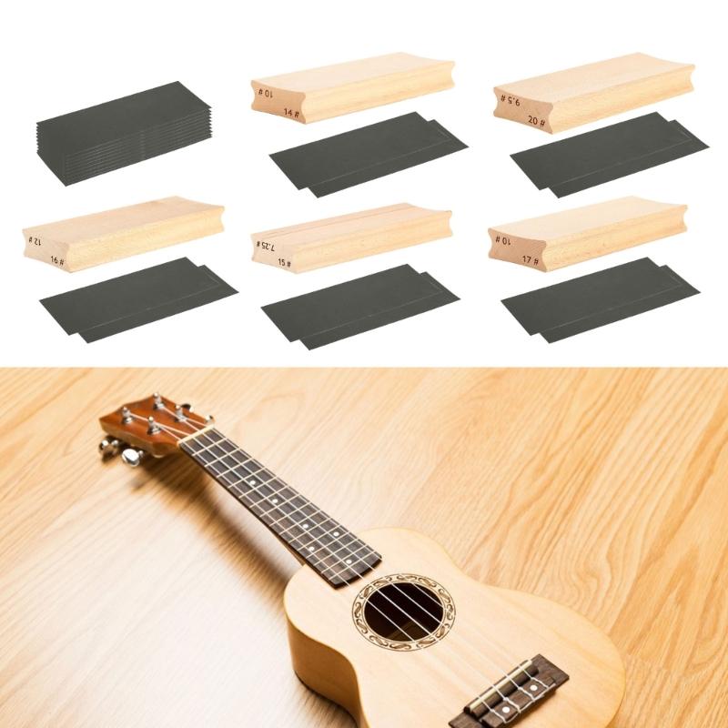 Wood Polished Sanding Block for Guitar Fret Leveling Fingerboard Luthier Tools with Sandpaper Guitar Repair Tools Kits