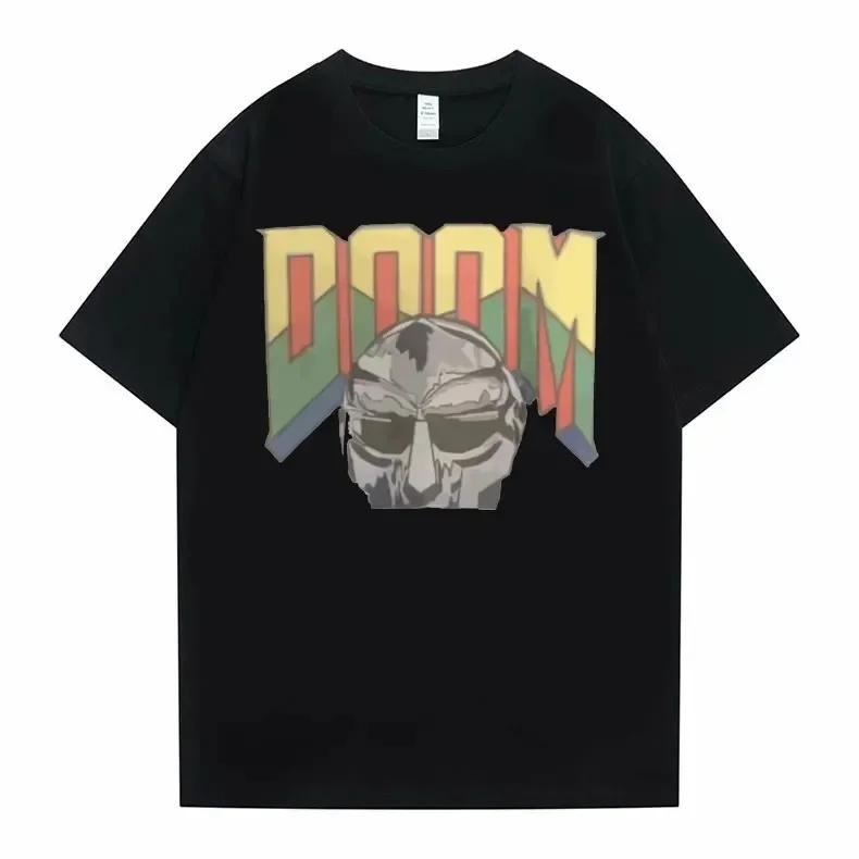 Male Loose Hip Hop T Shirt Singer Mf Doom Madlib Madvillain Double Sided Graphic Summer Tops Cotton Tee Clothing Men Women