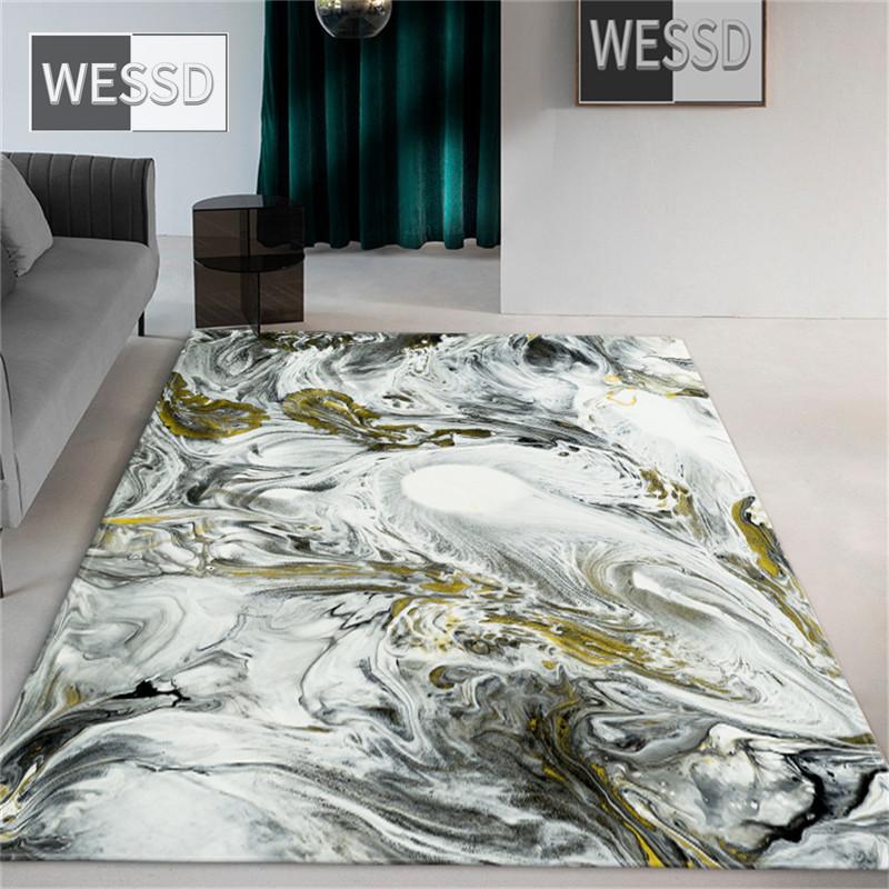 Gray White Abstract Marble Carpet Living Room Coffee Table Rug Chinese Landscape Bedroom Carpet Flannel Sponge Mat In Bathroom