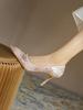 Fashion 2025 New Style Sparkling Mesh High Heels Women's Pointed Shallow Mouth Fine Single order Shoes Versatile Wedding Shoes