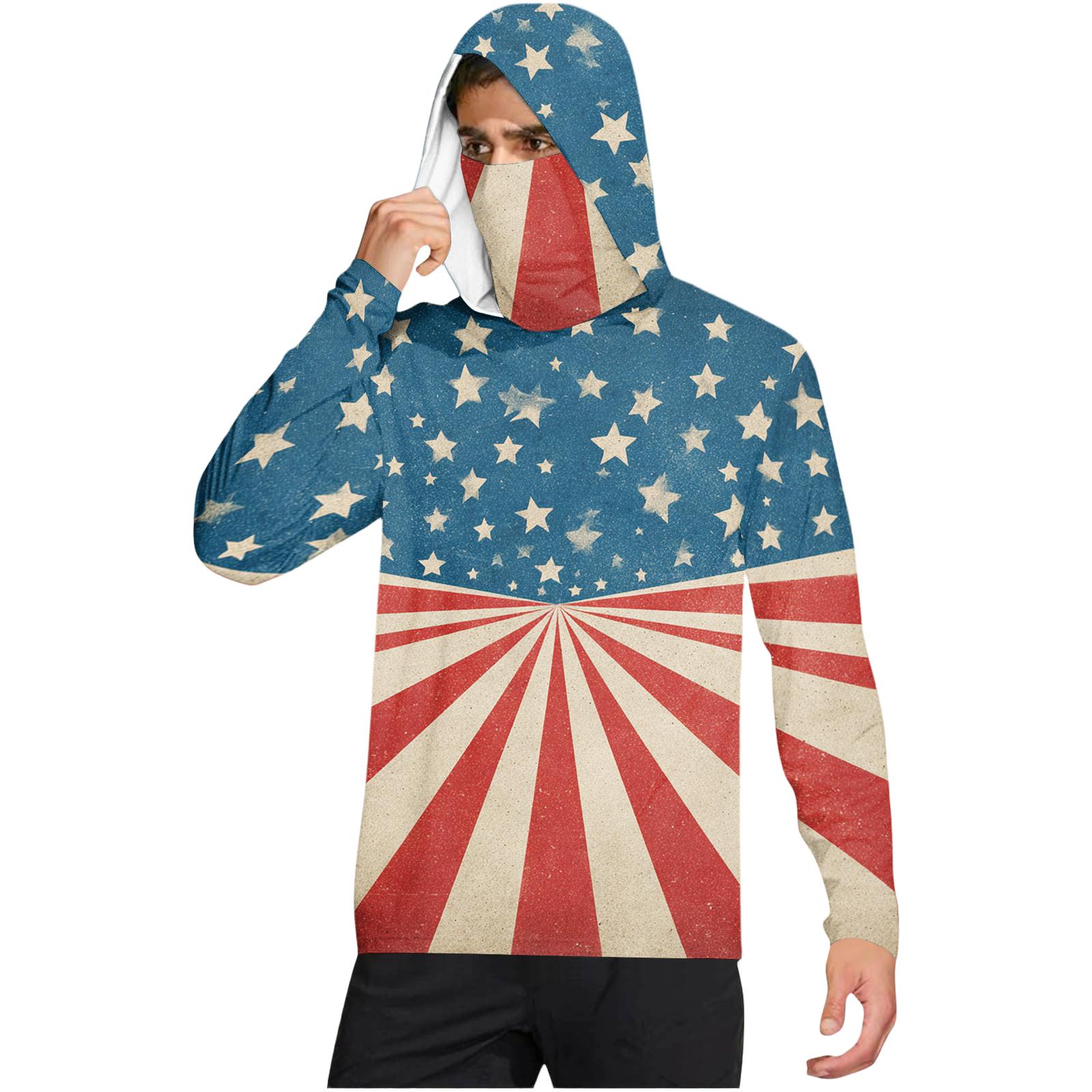 

Men s Casual Tie-Dye Print Hooded Long Sleeve Sun Protection Shirt Lightweight Breathable Outdoor Top XXL синий