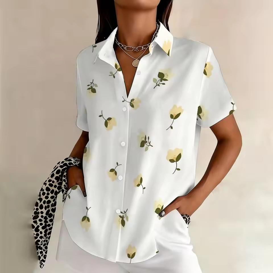 Plus Size Women's Printed Shirt, Summer Comfortable Regular Loose Fit, Commuting & Casual Versatile Shirt